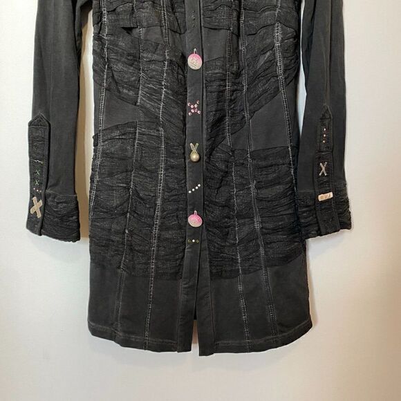 Elisa Cavaletti Gray Long Line Embellished Art to Wear Jacket - Picture 4 of 8